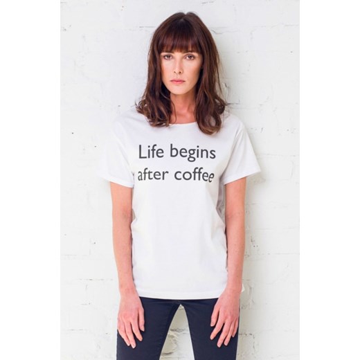 Koszulka damska t-shirt Life begins after coffee typu oversize COFFEE GAU GREAT AS YOU