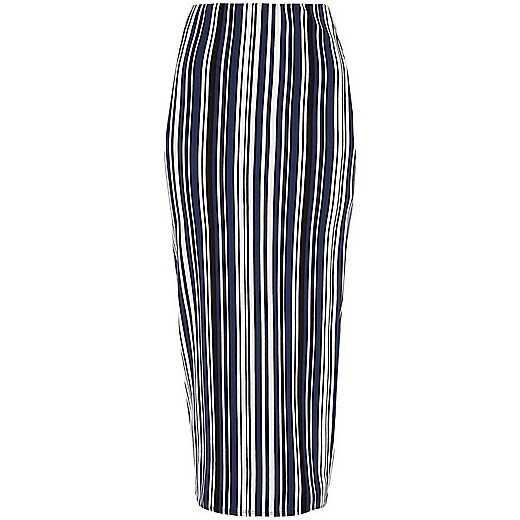 Blue striped jersey maxi skirt 