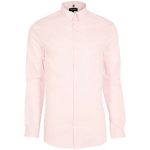 Pink smart muscle fit shirt   River Island  