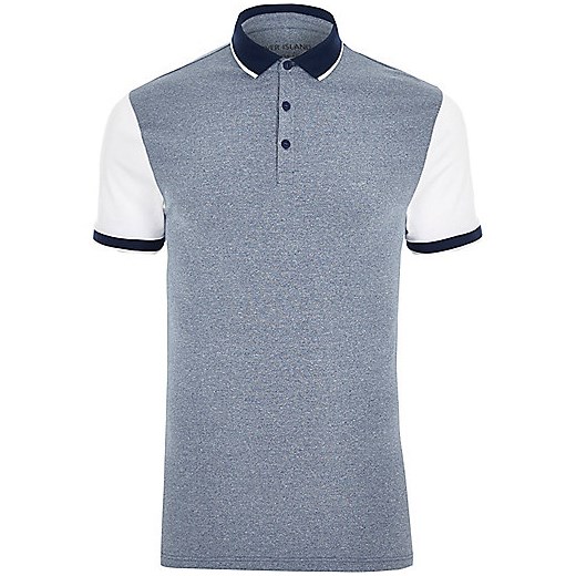 Blue and white muscle fit polo shirt  River Island   