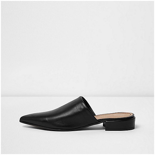 Black leather slip on mules  River Island czarny  