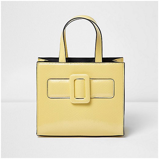 Girls yellow buckle boxy tote bag 