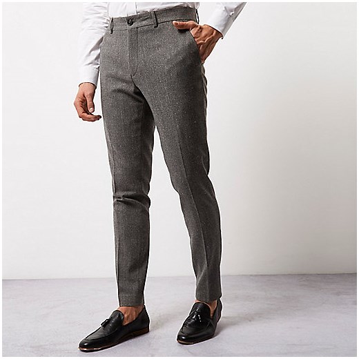 Grey wool blend skinny fit trousers 