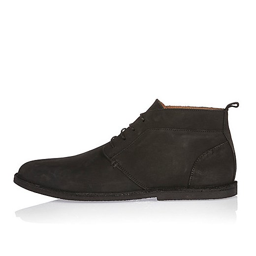 Black nubuck leather chukka boots 