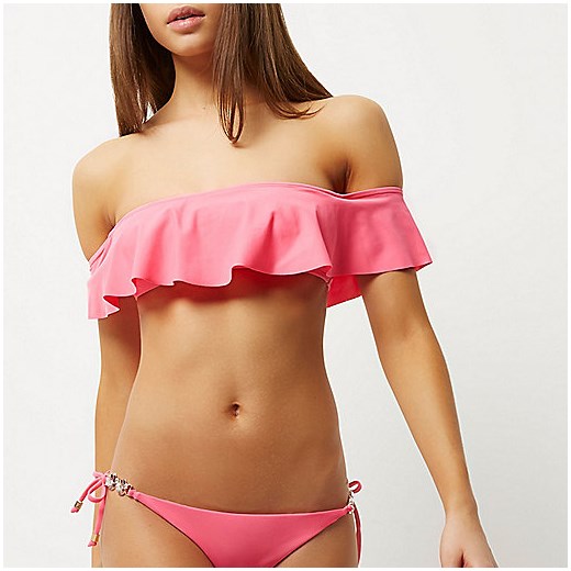 Pink jewel tie side bikini bottoms 