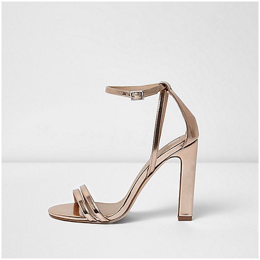 Gold metallic barely there cut out sandals  River Island bialy  
