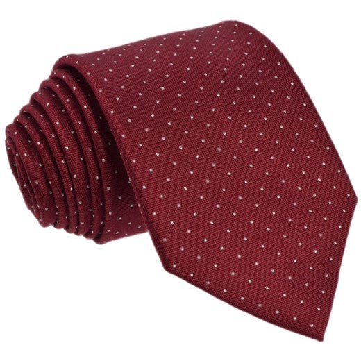 Krawat jedwabno - lniany w kropki (rubin) Republic Of Ties czerwony  