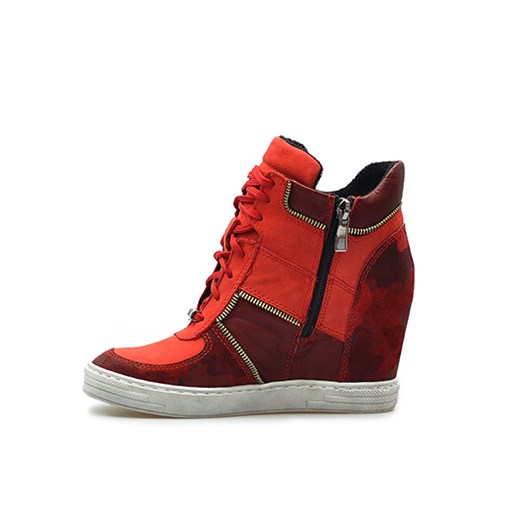 Sneakersy Simen 0384 Czerwone/bordowe lico + nubuk