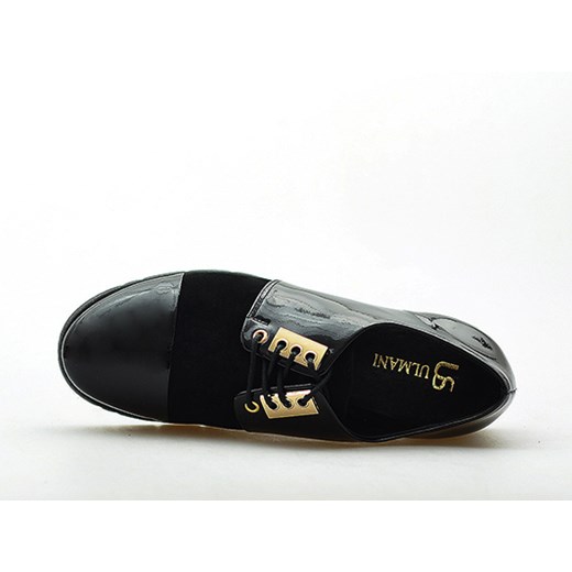 Półbuty Ulmani shoes 12806/L1-Z1-L1 Czarne lakierowane + zamszowe