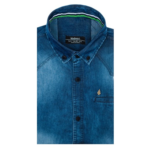 Koszula męska jeansowa z długim rękawem niebieska Denley 0321-1