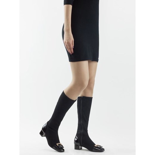 Czarne Kozaki Nieocieplane Lycra Sagan CoZaButy Sagan 36 okazyjna cena CoZaButy.pl