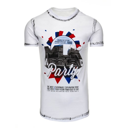 T-shirt męski z nadrukiem biały (rx1789)   L DSTREET
