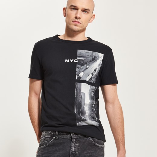 Reserved - T-shirt z nadrukiem - Brązowy czarny Reserved XL 