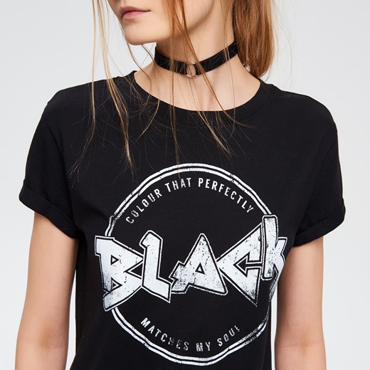 Cropp - T-shirt w rockowym stylu - Czarny Cropp  L 