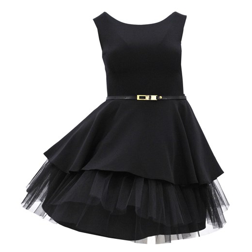 Sukienka z finezyjnym tiulem od spodu (czarna) czarny   eStilex