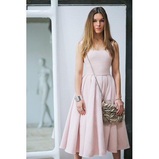 Sukienka z tiulem Tiulewna powder pink szary Risk Made In Warsaw M showroom.pl