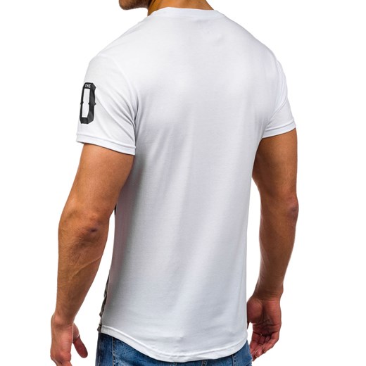 T-shirt męski z nadrukiem biały Denley s033