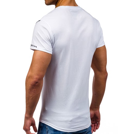 T-shirt męski z nadrukiem biały Denley s024