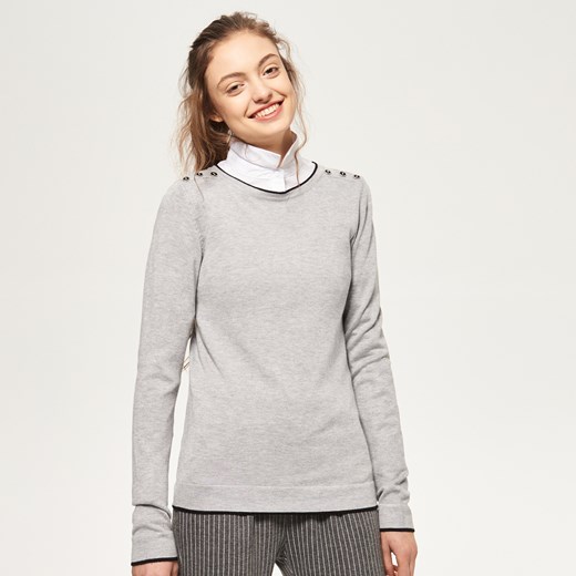 Reserved - Sweter z kontrastową lamówką - Szary Reserved  L 
