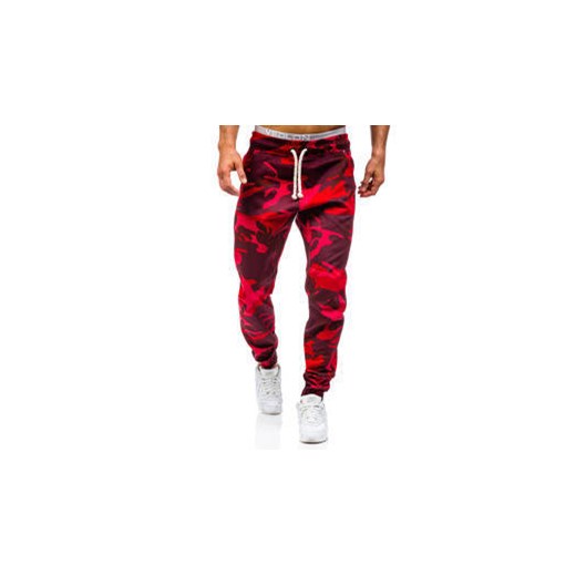 Moro-czerwone spodnie dresowe joggery męskie Denley 0367  Denley.pl XL wyprzedaż  