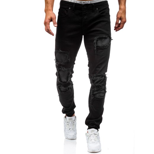Czarne spodnie jeansowe joggery męskie Denley 820 Denley.pl  29 