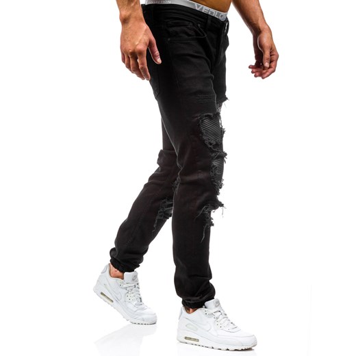 Czarne spodnie jeansowe joggery męskie Denley 820  Denley.pl 29 