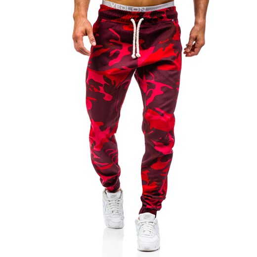 Moro-czerwone spodnie dresowe joggery męskie Denley 0367  Denley.pl XL  okazja 