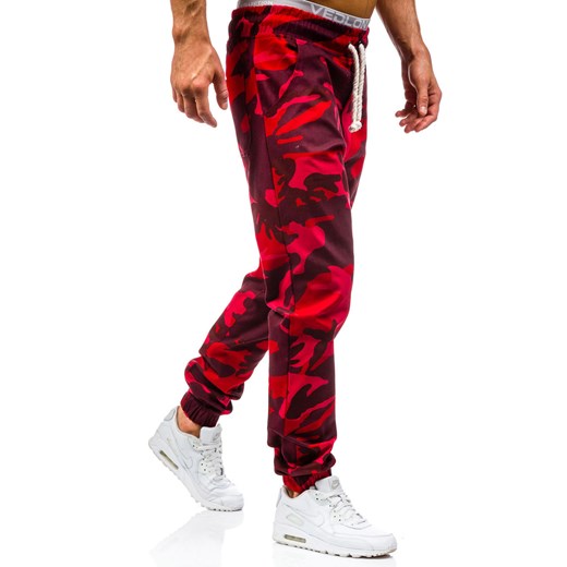 Moro-czerwone spodnie dresowe joggery męskie Denley 0367 Denley.pl  L wyprzedaż  