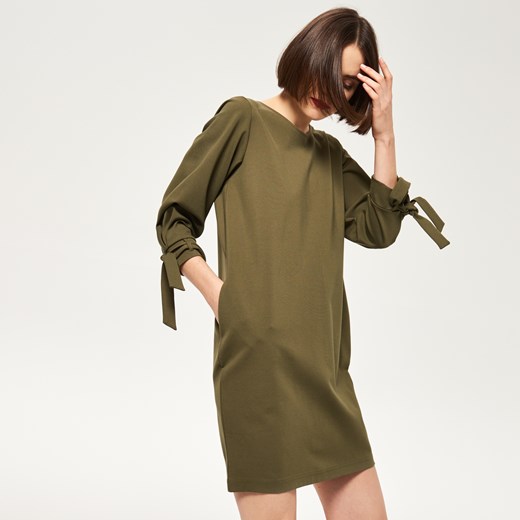 Reserved - Sukienka z wiązaniami przy mankietach - Zielony Reserved zielony XL 