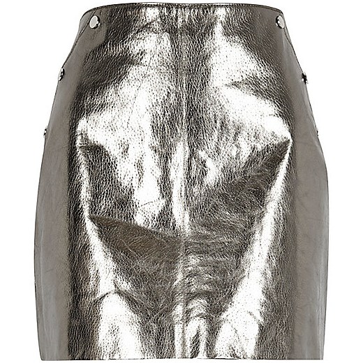 Silver metallic leather mini skirt  River Island   