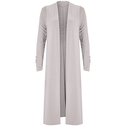 Light grey ruched longline duster coat   River Island  