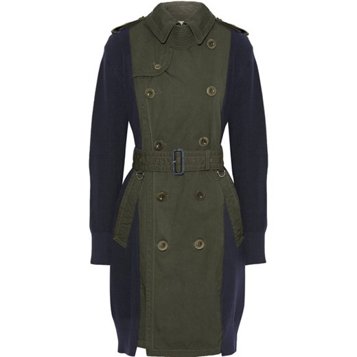 Ribbed-knit cotton and gabardine trench coat  Sacai  NET-A-PORTER