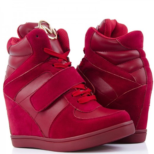 Czerwone Sneakersy - Modne Botki - Wysokie Koturny Wilady czerwony 36 