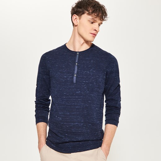 Reserved - Sweter z rozpinanym dekoltem - Granatowy  Reserved XL 