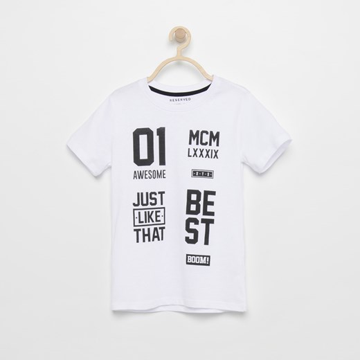 Reserved - T-shirt z nadrukiem - Biały  Reserved 140 