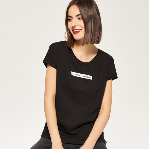 Reserved - T-shirt z nadrukiem - Czarny Reserved czarny L 