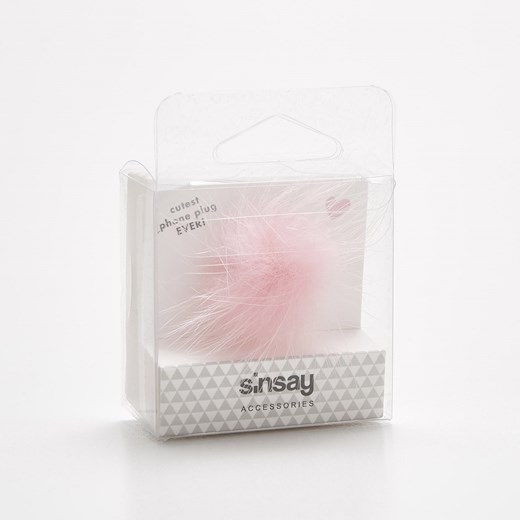Sinsay - Ozdobny pompon do telefonu - Różowy Sinsay szary One Size 