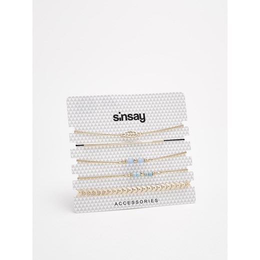 Sinsay - 5 pack bransoletek - Wielobarwn Sinsay szary One Size 