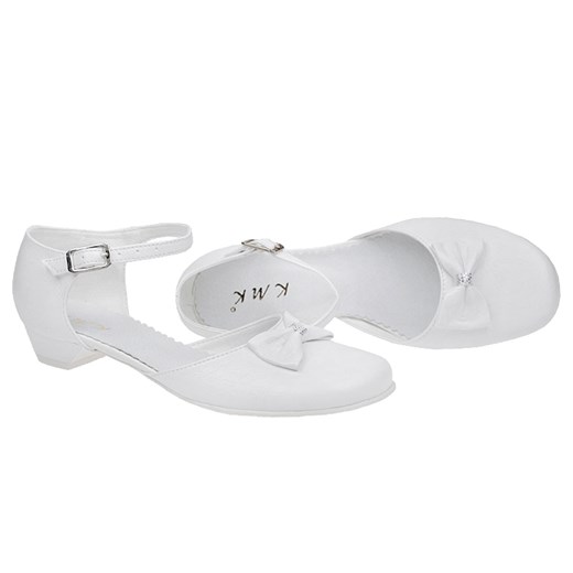 Pantofelki buty komunijne dla dziewczynki KMK 163 Białe