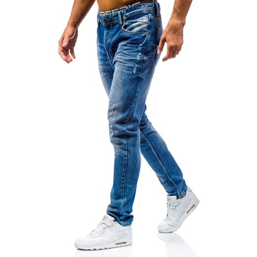 Niebieskie spodnie jeansowe męskie Denley 0165-1 Denley.pl  34 