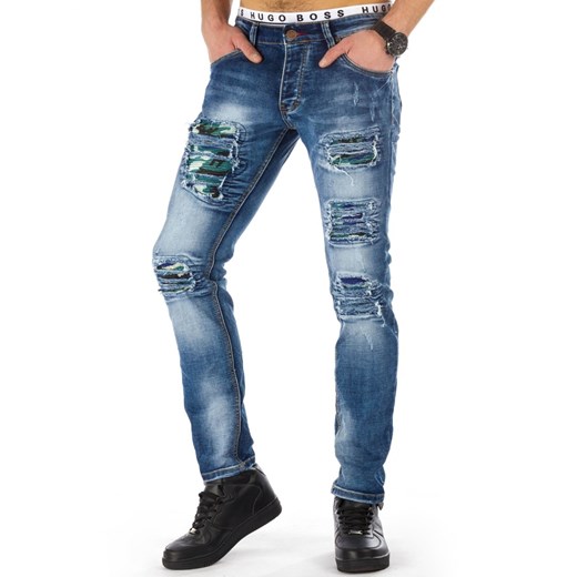Spodnie jeansowe męskie niebieskie (ux0850) niebieski Dstreet  