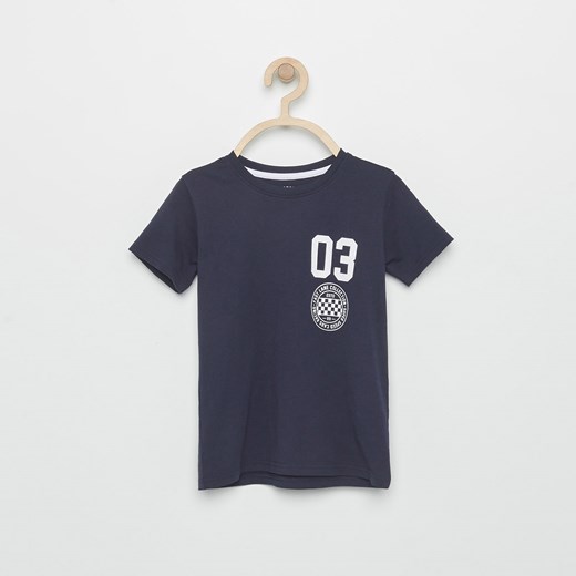Reserved - T-shirt z nadrukiem - Granatowy szary Reserved 98 