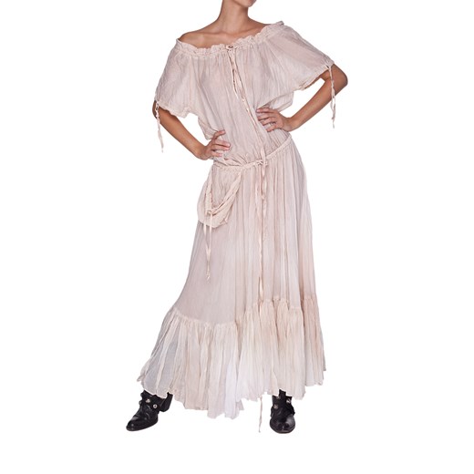 Sukienka „Saloon” beżowa długa mostrami  bawełniane