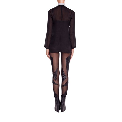 Legginsy z cekinami mostrami czarny abstrakcyjne wzory