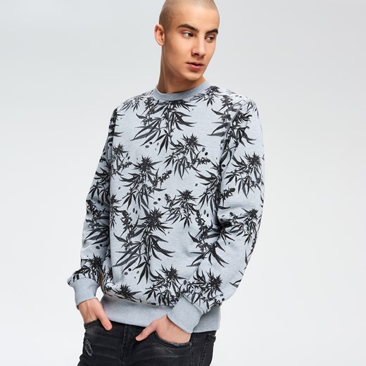 Cropp - Bluza z roślinnym printem - Szary Cropp  XL 