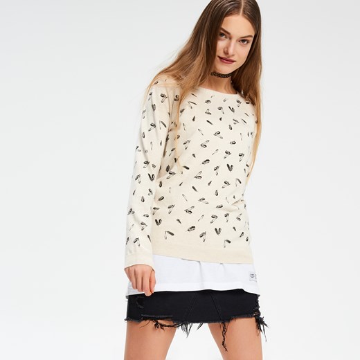 Cropp - Sweter z printem boho - Beżowy  Cropp M 