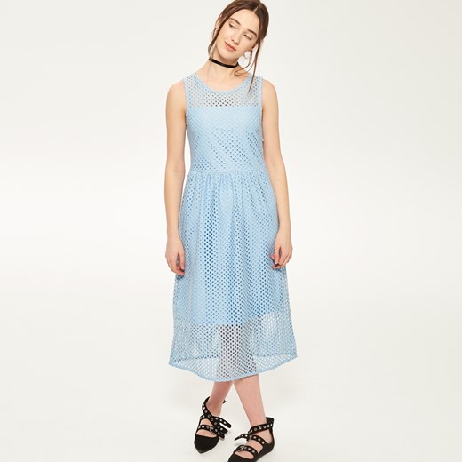 Reserved - Sukienka z ażurową siatką - Niebieski