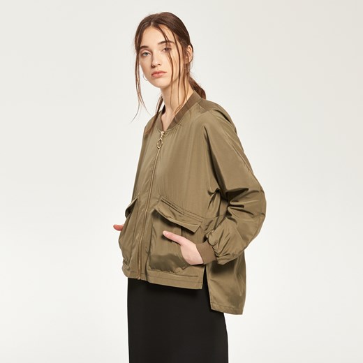 Reserved - Asymetryczna kurtka w kolorze khaki - Zielony brazowy Reserved 42 