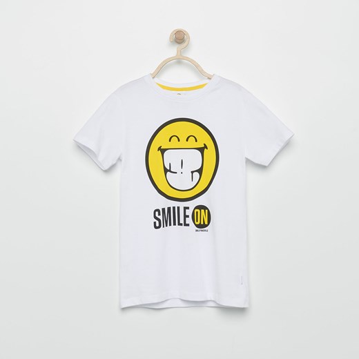 Reserved - T-shirt smiley - Biały