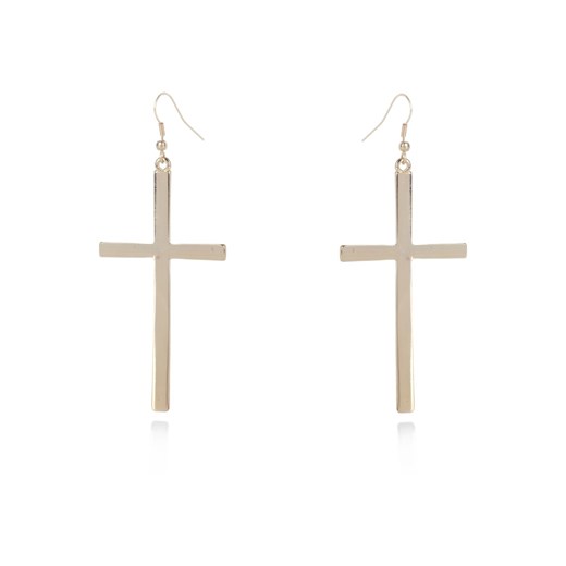 Gold tone oversized cross earrings